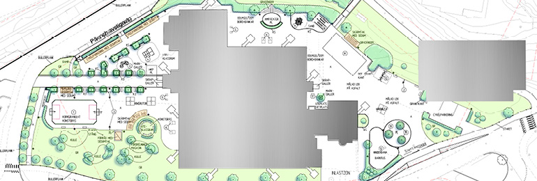 Plankarta över grönområdet kring Parkdalaskolan