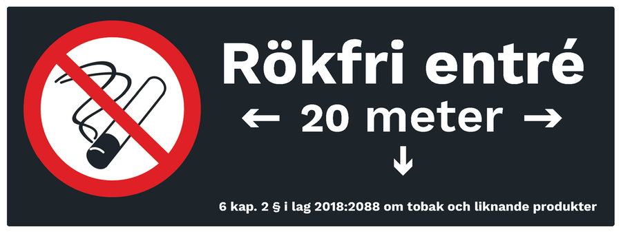 Exempel på hur en skytt om rökfri entré kan se ut i Ronneby kommun