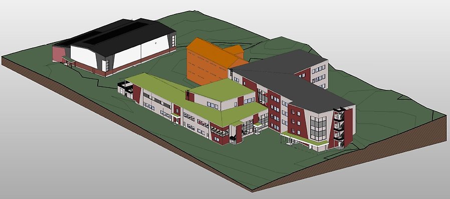3-D-visualisering av nya skolbyggnaden Snäckebacksskolan
